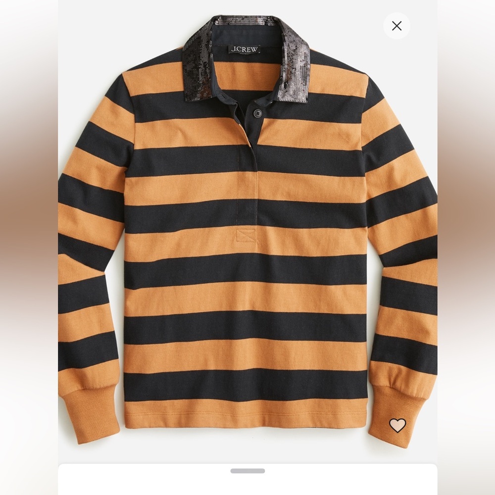 JCrew Striped Sequin Rugby Shirt Sz Small